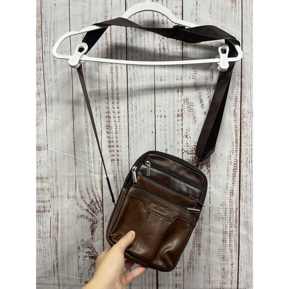 Margardass Leather Messenger Bag Small Brown Shoulder Strap - Picture 1 of 7